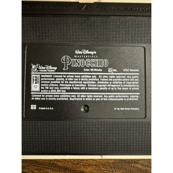 Walt Disney Masterpiece Pinocchio VHS 239 1993 Edition Collectible - Picture 6 of 6